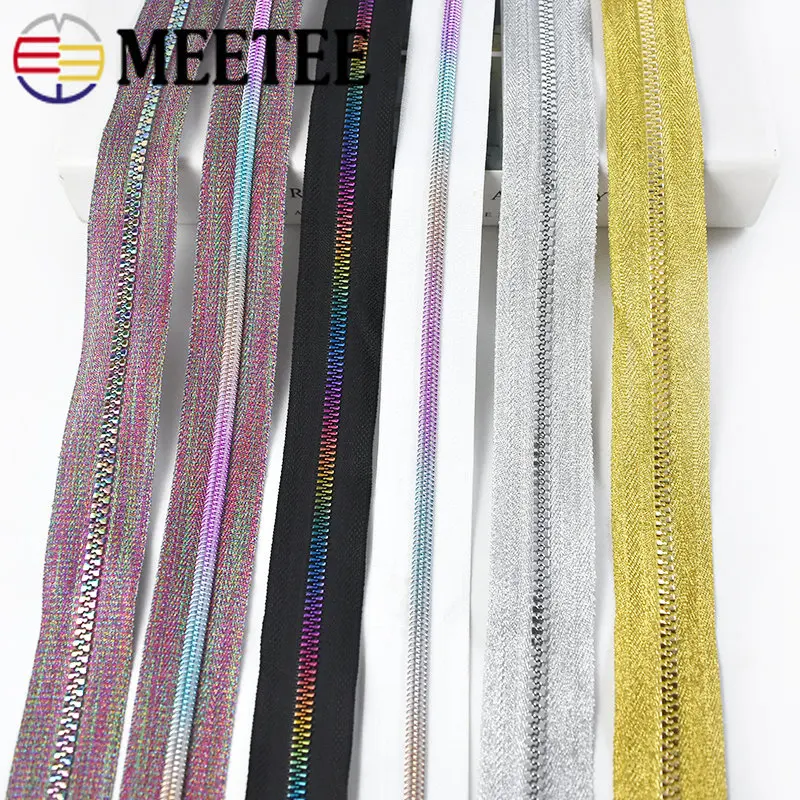 

4/8 м Meetee 5 # разъемная застежка-молния смолы кодовый катушки Застежка-молния для мешка Радуга молнии куртка машина для ремонта молнии DIY одежд...