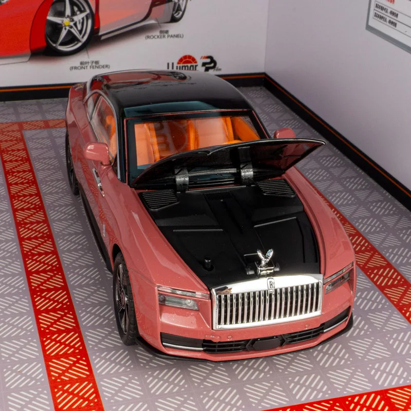 Фото Коллекционная модель автомобиля Rolls Royce из блестящего сплава, масштаб 1:24, с открывающимися дверями, высококачественный седан, подарок. №5