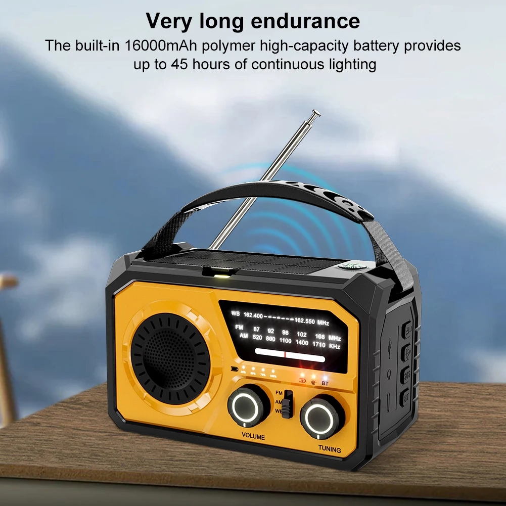 Автомобильное аварийное радио с BT светодиодным фонариком Power Bank SOS 16000 мАч