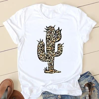 women tee tshirt leopard cactus print short sleeve clothes female tshirt fashion mujer camisetas graphic t shirt ladies tops