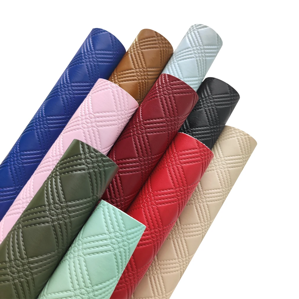 

Imitation Needle Car Prismatic Embossed Faux Leather Sheets Fabric for Sewing Bows Handbag Sofa Craft Materials PU Leatherette