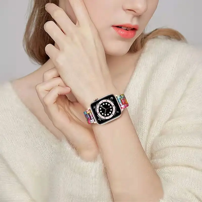 Ремешок из радужной смолы для Apple Watch iWatch 6 SE 5 4 3 38 40 41 42 44 45 мм |