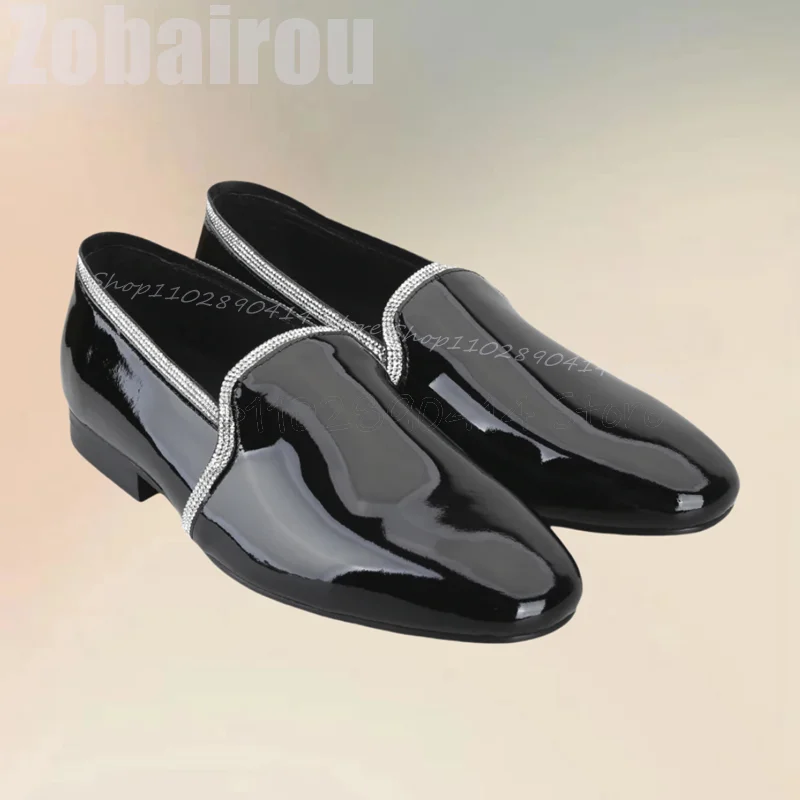 Мокасины мужские из лакированной кожи Роскошные туфли ручной работы без