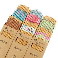 10pairs chinese style chopsticks set bamboo wooden non slip sushi food chopsticks kitchen tableware gift accessories tools