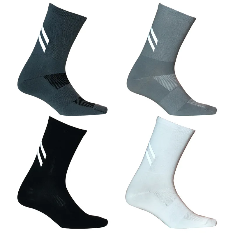 

New High Reflective Cycling Socks Cycling Sports Running Fitness Moisture Wicking Lycra Breathable Mid-Calf Socks