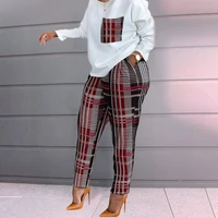 2022 spring autumn two piece set female long sleeve shirt pullover print long pants sets casual loose tracksuit sports suits