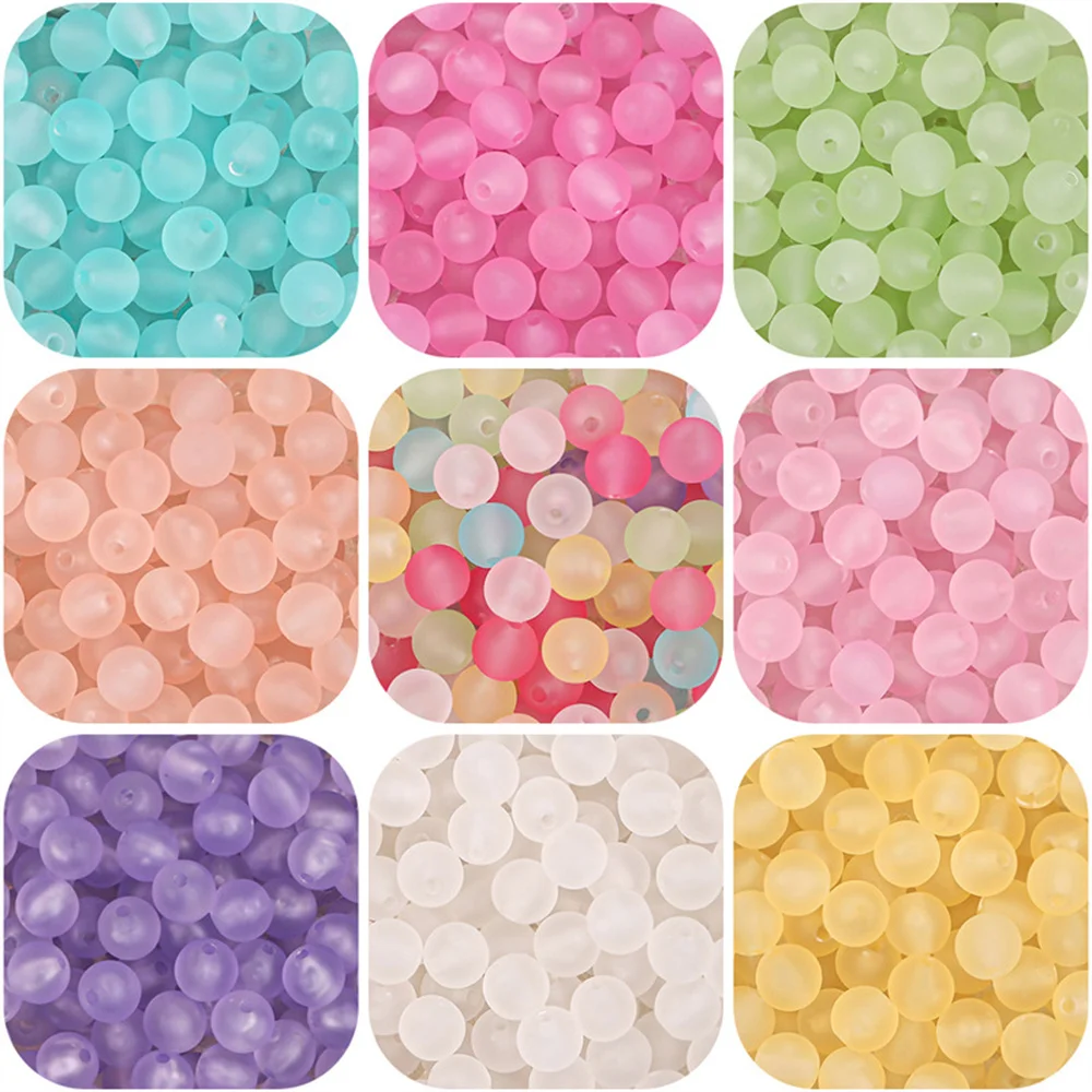 

8mm/10mm acrylic illusion transparent rubber frosted beads diy bracelet earrings home-made accessories loose bead material