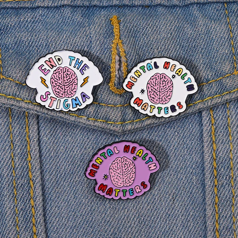 

Pink Brain Pins Mental Matters End The Stigma Pins Accessories Clothing Backpack Alloy Brooch Enamel Lapel Pins Badge Wholesale