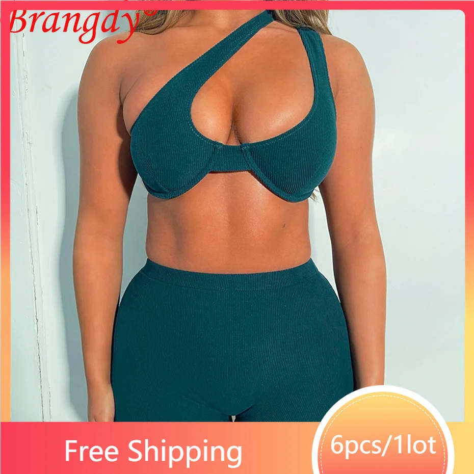 

6sets Wholesale Items for Business Chest Wrap High Waist Tight Shorts Tracksuit 2 Piece Set Outfits Fashion Women Clothing B9106