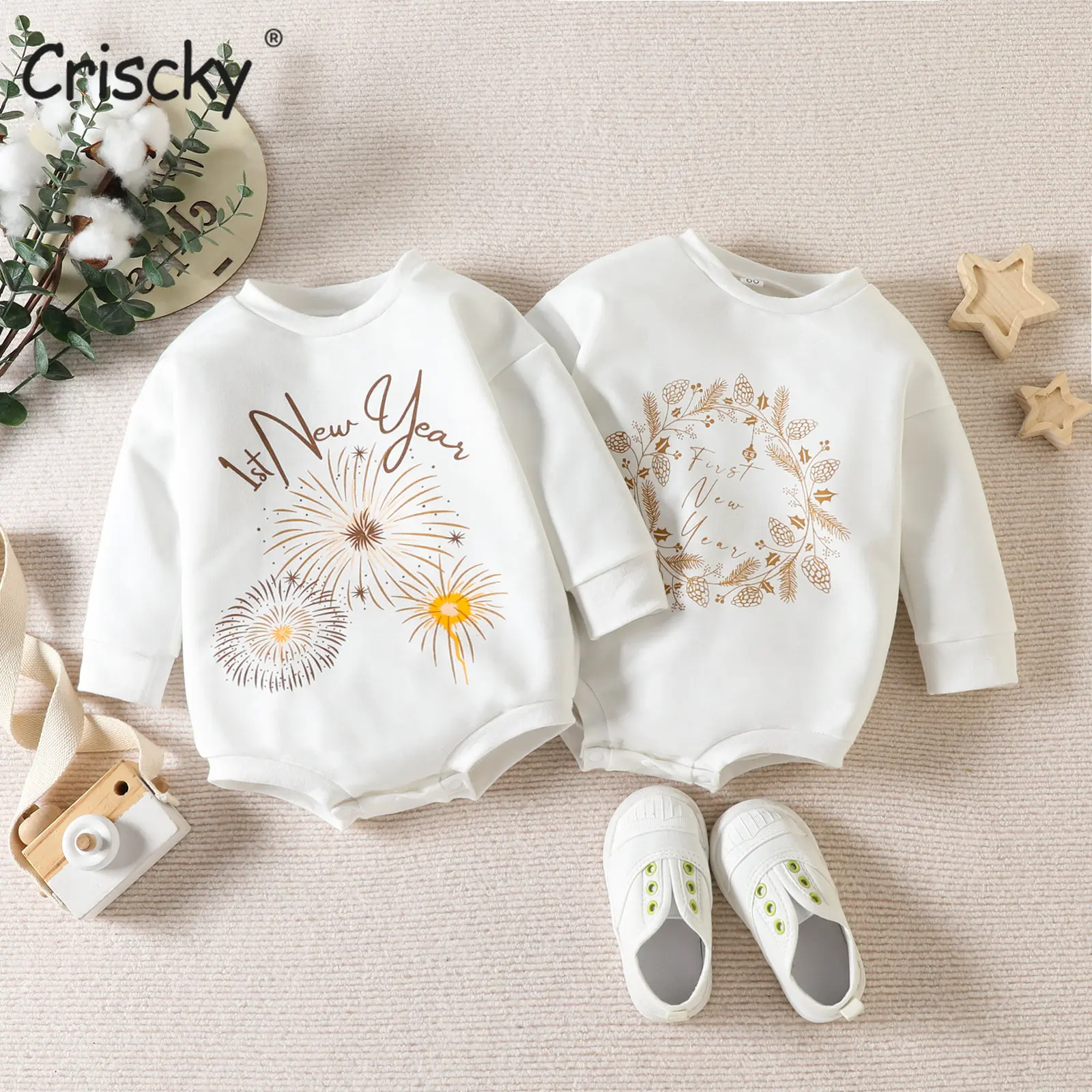 

Criscky 2022 Cute Style Baby Kids Bodysuits Newborn Clothes Boys Girls Long Sleeve O Neck Print Floral Jumpsuit Infant Bodysuit