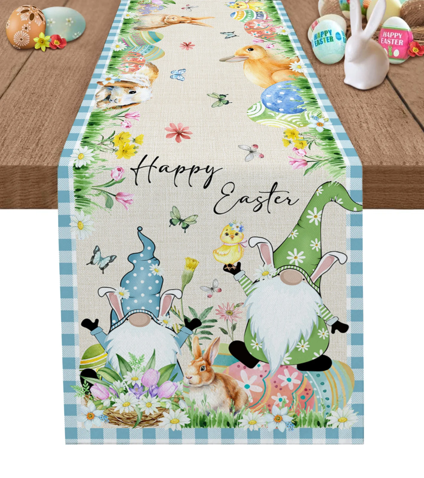 

Easter Dwarf Bunny Egg Flower Table Runner Modern Tablecloths Home Wedding Decor Dining Table Runner Easter Decorations