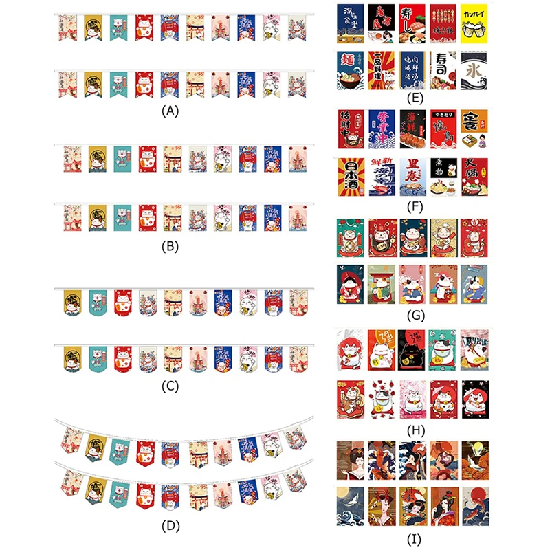 Японский стиль Lucky Cat висит веревочный флаг суши ресторан овсянка баннеры Izakaya дом