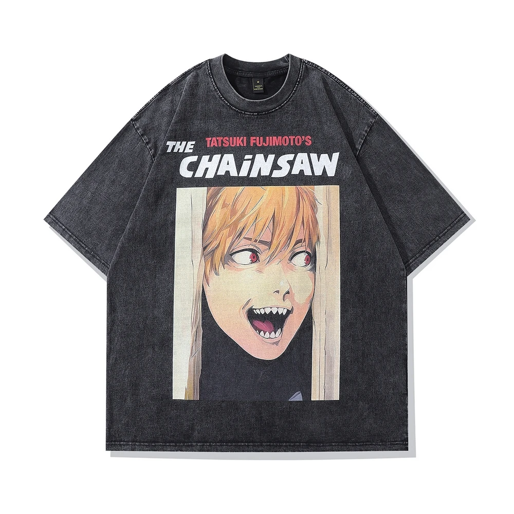 

Men's Oversize Distressed Japan Style T Shirts Anime Comic Print Vintage Tshirt Hip Hop Streetwear Harajuku Casual T-Shirt