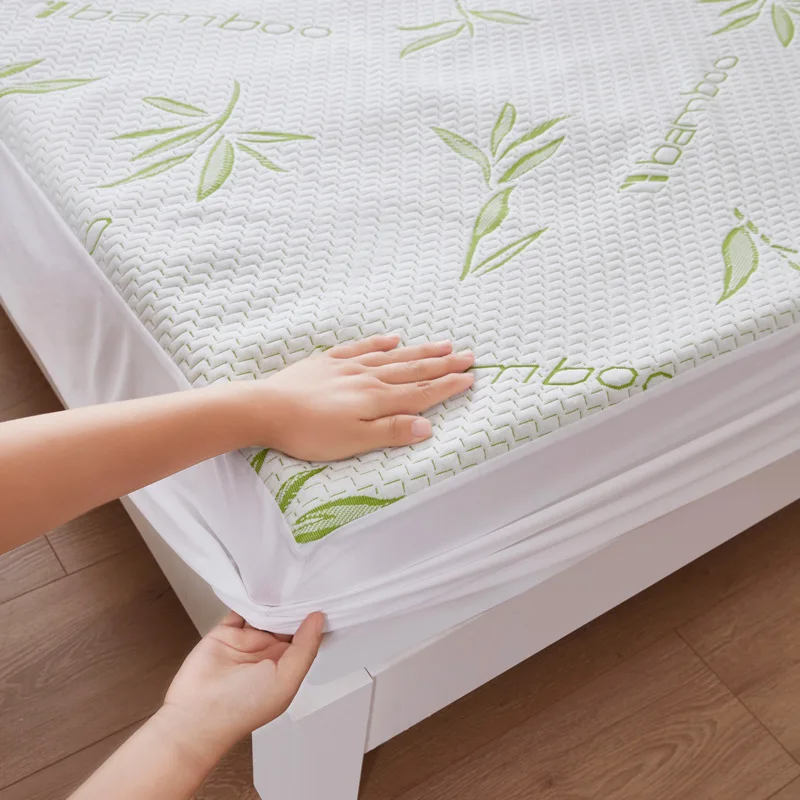 

Sheet Cover Bed 1.8m Fiber 1.5m Bamboo Layer Mattress Air Jacquard Fitted Protector Sheet Waterproof