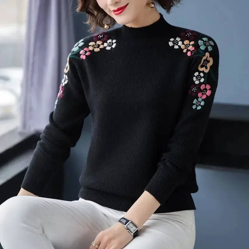 Женский однотонный кашемировый пуловер с высоким воротником и длинными рукавами