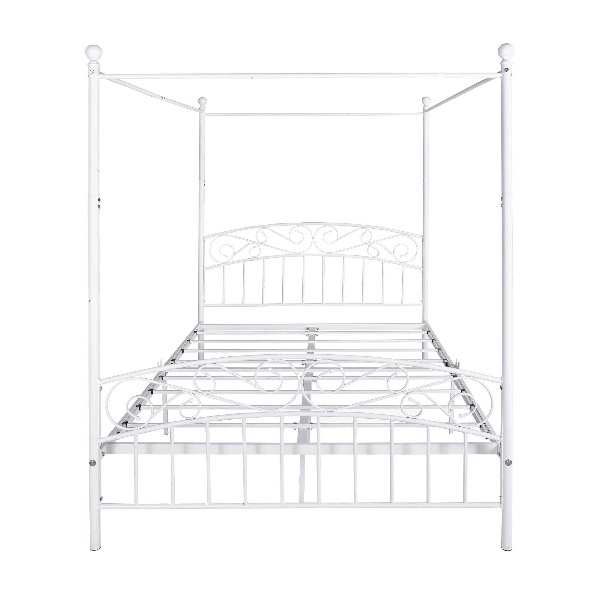 

4 Post Metal Canopy Bed Frame Large Vintage Style Bedroom, Guest Room Multipurpose Style