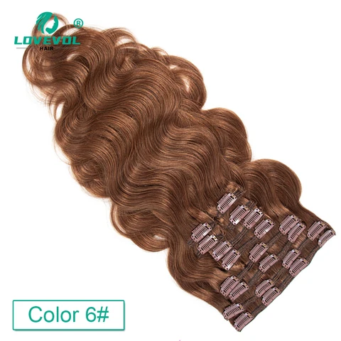 [Горячая Распродажа] шоколадно-коричневые волнистые человеческие волосы с зажимом, натуральные зажимы в форме волны, 10 шт., двойной уток, Remy, перуанские волосы с полной головкой