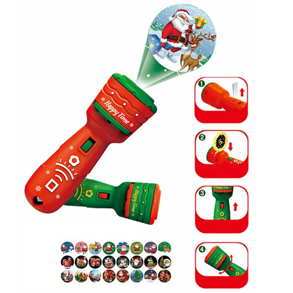 

Classic 24 Patterns Christmas Flashlight Interesting Projector Torch Lamp Sleeping Story Book for Parent-child Interactive Games