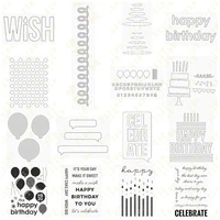new metal cutting dies clear stamps cut dies scrapbook diary secoration embossing stencil template happy birthday cake numbers
