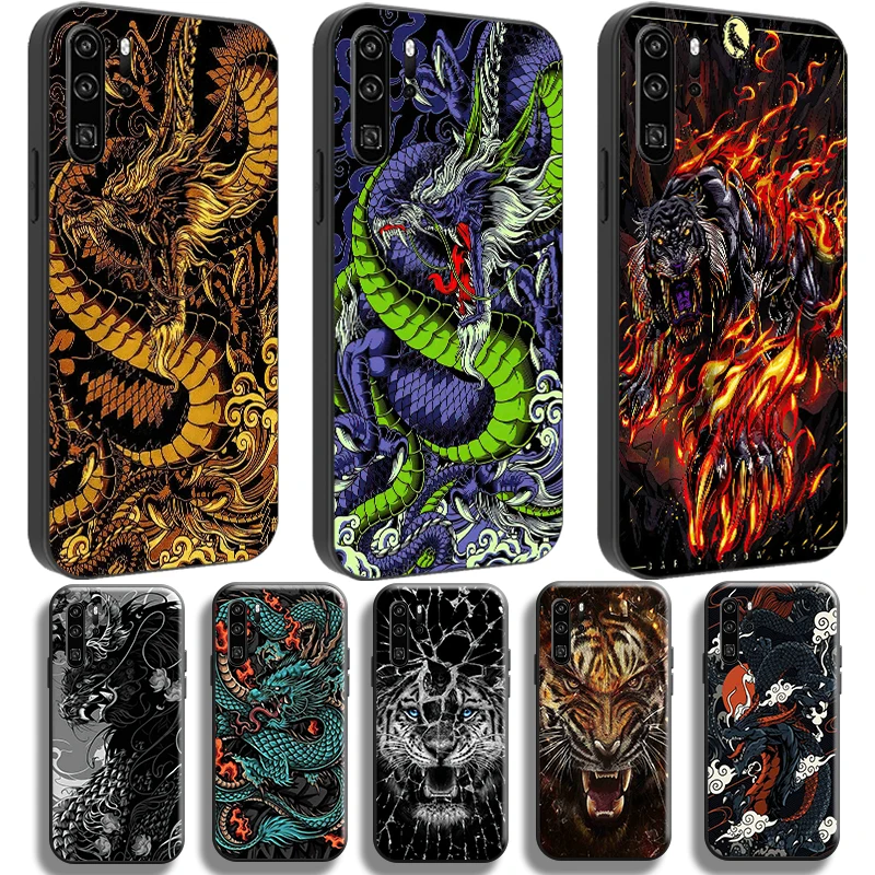 

Chinese Dragon Tiger Phone Case for Huawei P50 P40 P30 P20 Pro Lite 5G P Smart Z 2019 2021 Carcasa funda Coque Ultra-Thin