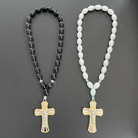 2022 new arrival ornaments orthodox church rosary christianity necklace jesus pendant car rearview mirror cross alloyaccessories