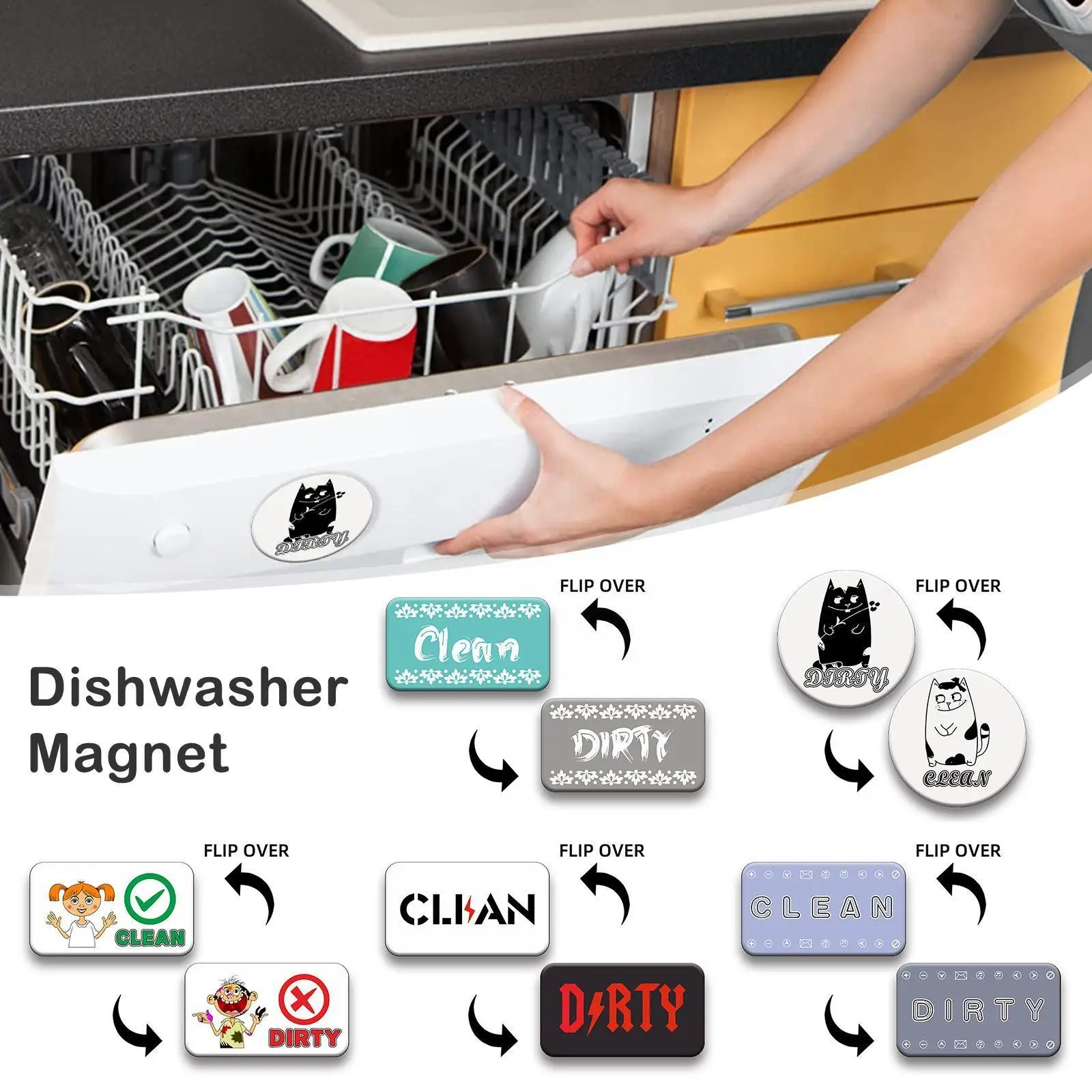 

Room Cleaning Tips Acrylic Kitchen Dishwasher Magnet Decoration Home Dirty Sign Cleanliness Clean Sign Room Magnetic Signs P0g7