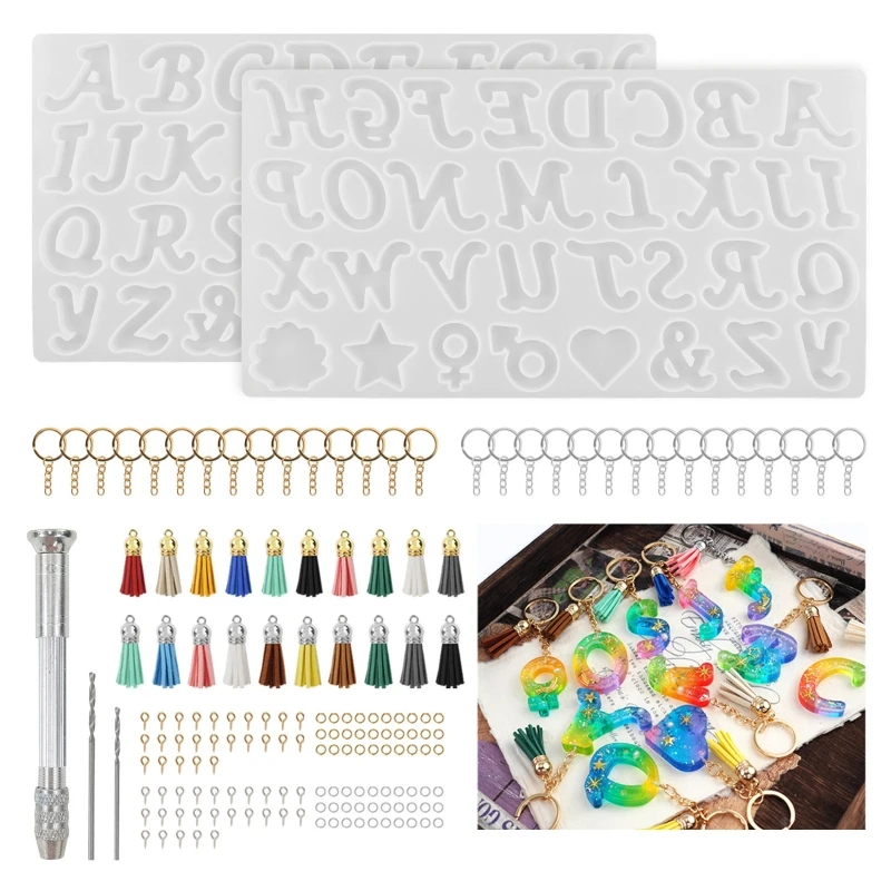 

Shiny Glossy Silicone Resin Molds English Alphabet Keychain Mold DIY Keychain Pendant Jewelry Epoxy Resin Crafting Mold