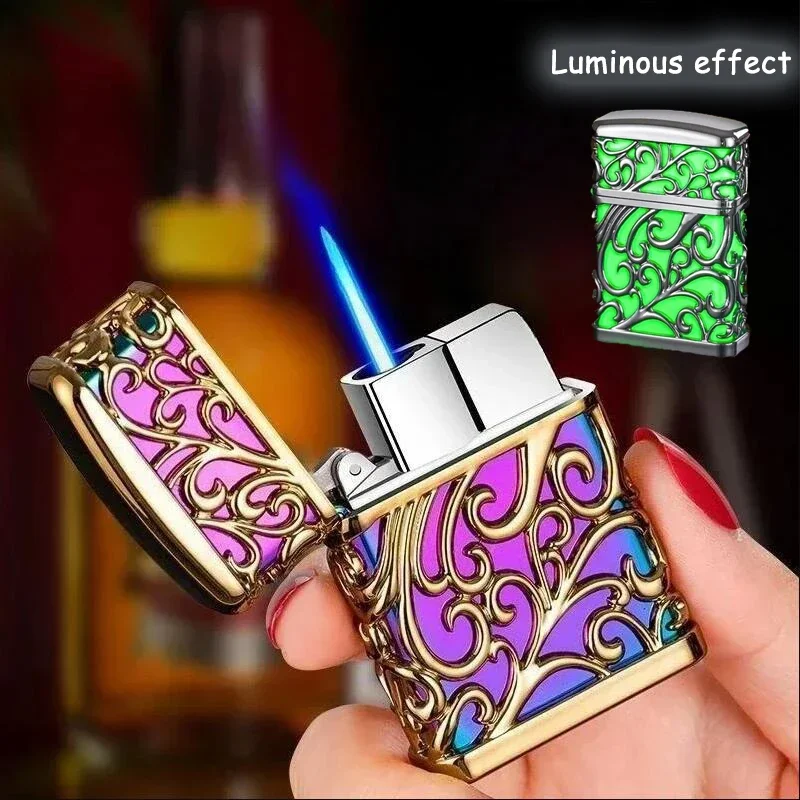 Лидер продаж металлический синий пламя турбо-факел надувная бутановая газовая