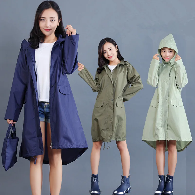 Women Waterproof Long Light Women Rain Coat Ponchos Jacket With Hood Impermeable Simple Rainwear
