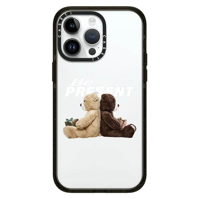 

Be Present Bear Transparent Acrylic Frame Phone Case Cover for IPhone 11 12 13 14 Pro Max Case for IPhone 14 Pro Max