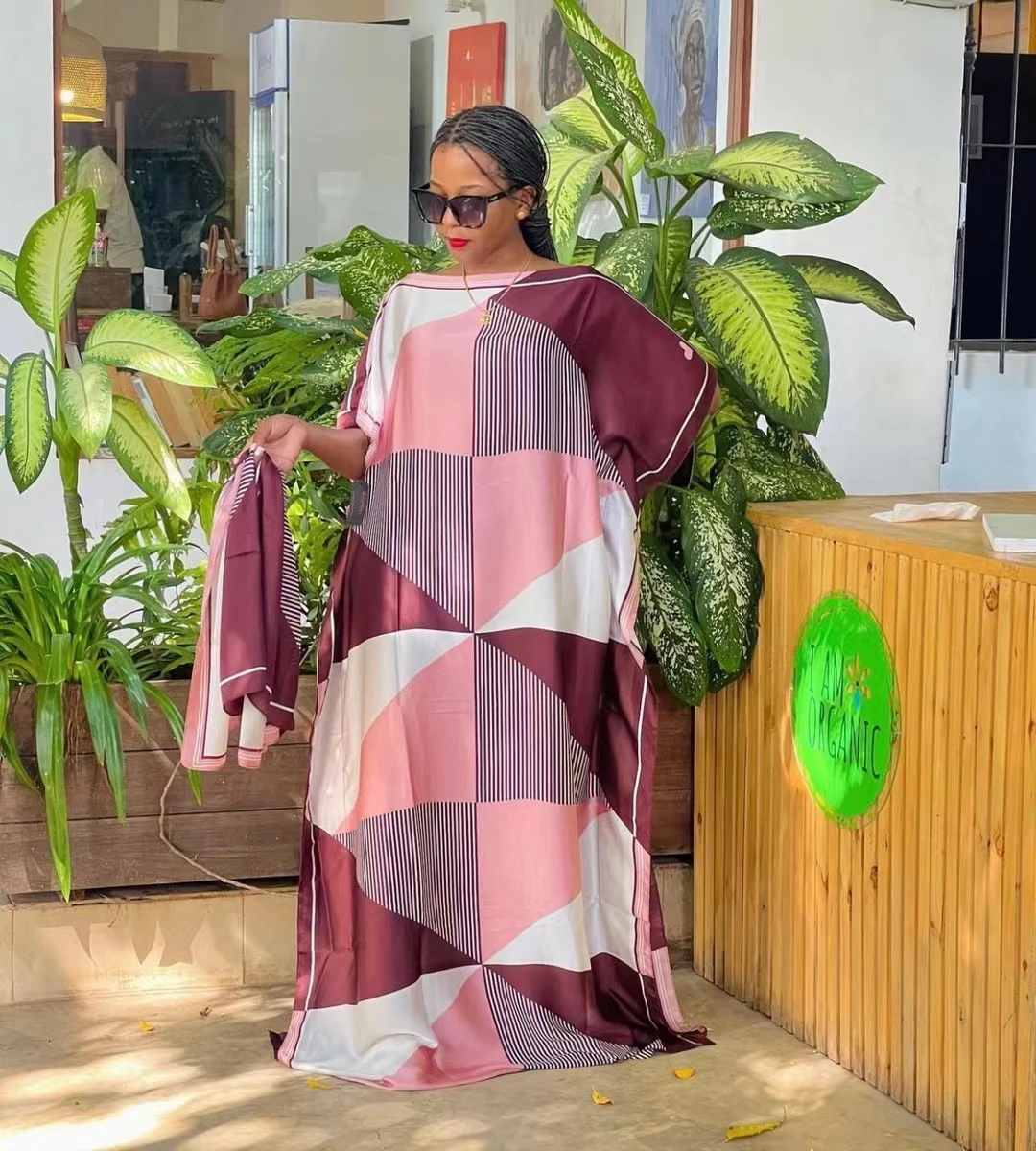 Fashion woman blouse 2023 dashiki robe silk fabric women's plus size tops shirts and blouses abaya فساتين طويلة Top women