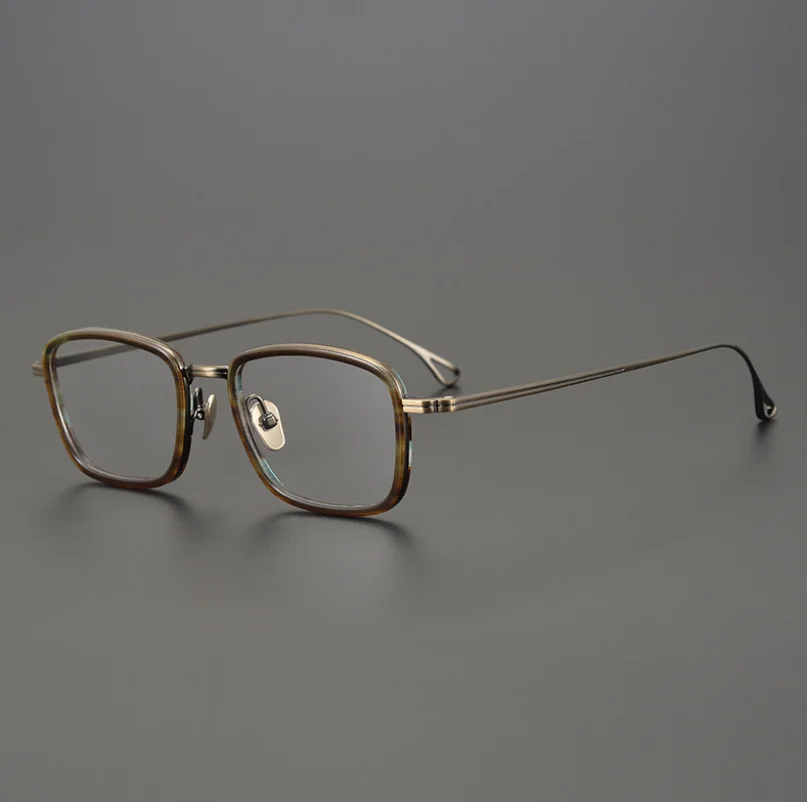 

Очки с квадратной оправой из чистого титана для мужчин и женщин, винтажные оптические японские рецептурные ретро очки ручной работы