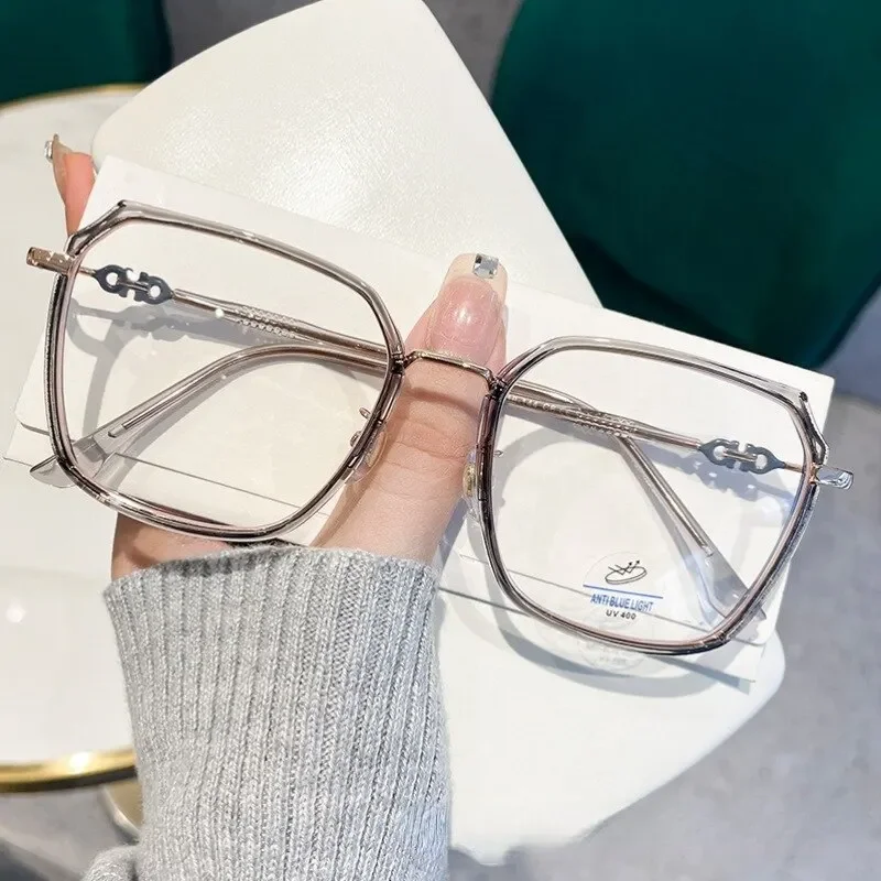 Ультралегкие голубые очки с блокировкой простые в стиле ретро зеленой оправой