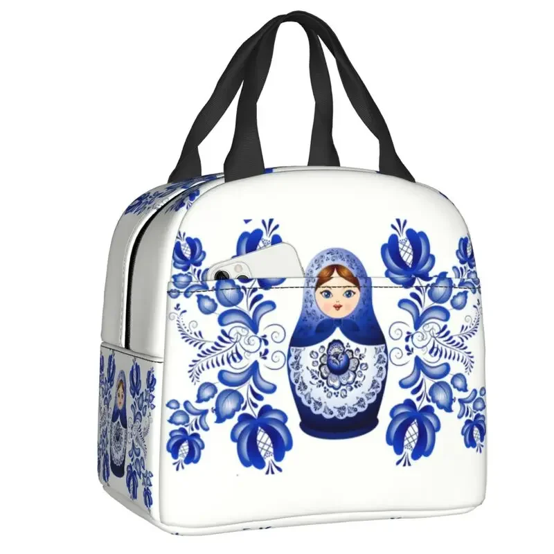 

Кукла Матрешка для женщин, изолированная сумка-тоут для обеда в русском стиле, портативная Термосумка-холодильник для народного искусства, для детей и школьников