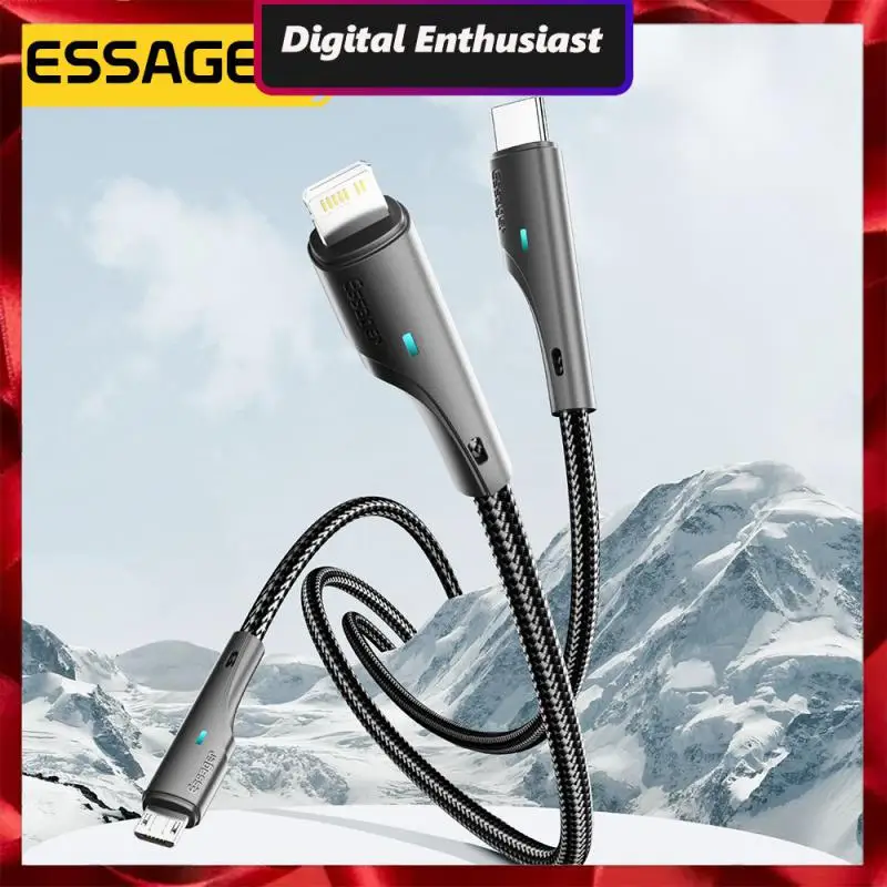 

480mbps Charge Wire Cord Fast Charging Multi-function Mobile Phone Charging Line Data Cable 3 In 1 Data Line 3a Data Transfer