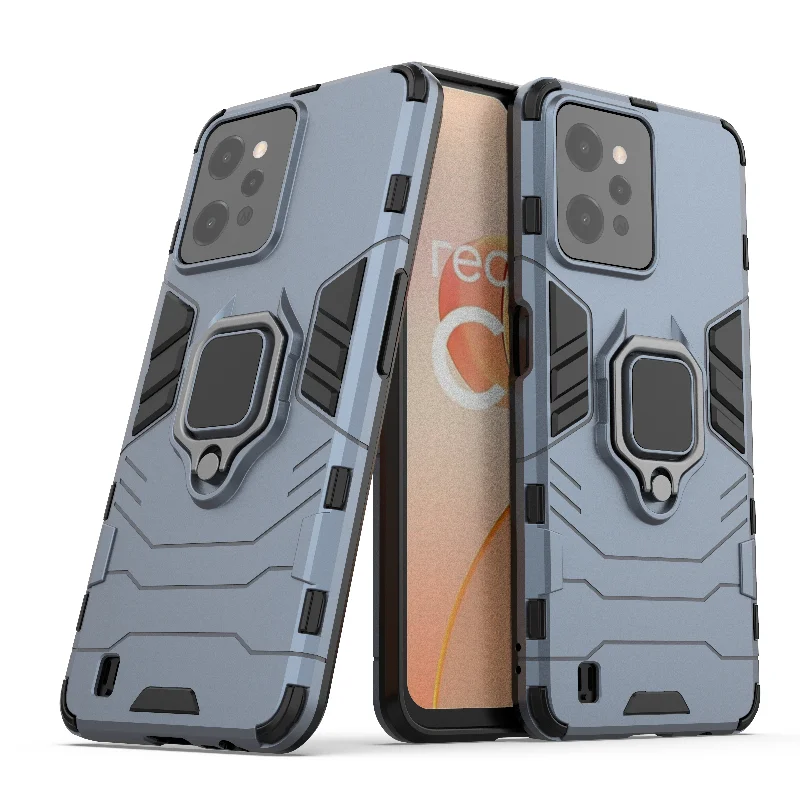 For Realme C31 Case for Realme C31  Cover Hard Shell Ring Stand Holder Shockproof Bumper Armor Back Phone Cover for Realme C31
