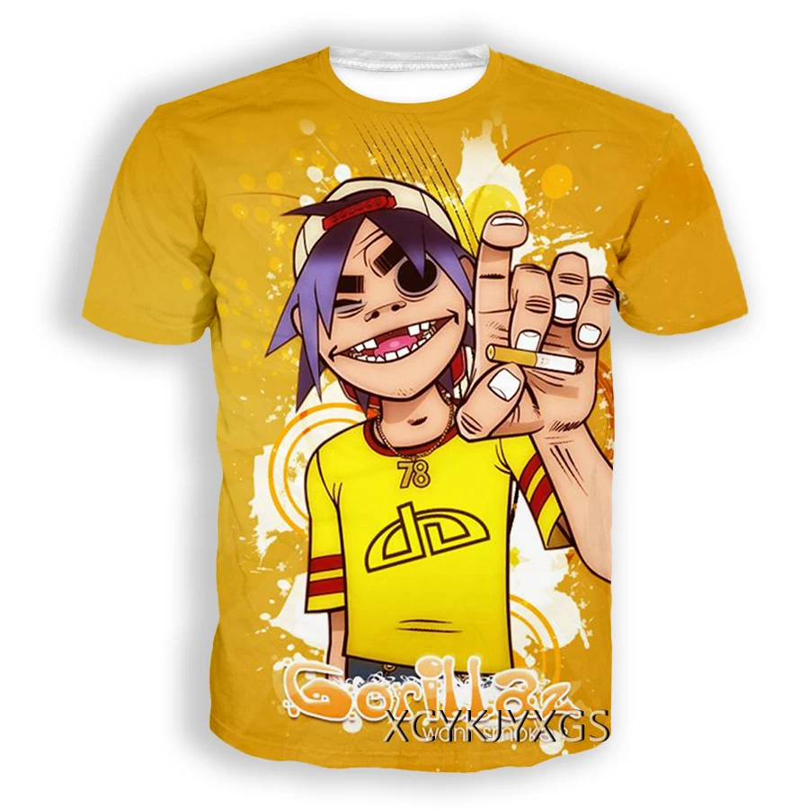 Phechion Новая модная Мужская/женская футболка с 3D принтом Gorillaz одежда в стиле