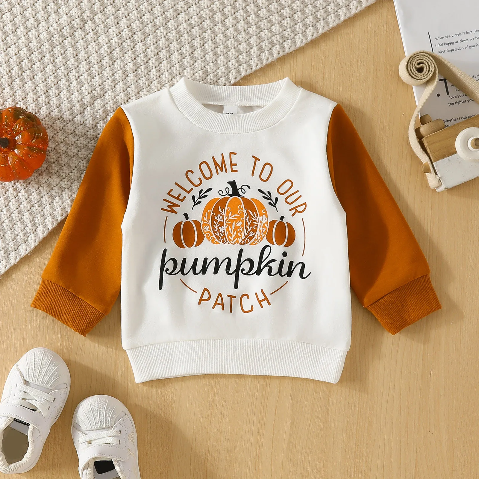

Baby Boys Fleece Jacket Toddler Kids Baby Halloween Outfit Boy Girl Pumpkin Sweatshirt Crewneck Pullover Sweater Long Sleeve