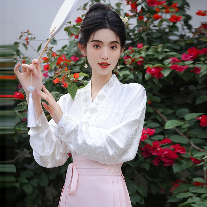 Vest Skirt with Top Long sleeve Autumn Ancient Sle Aircraft Sleeve Hand in Collar Hanfu Shirts New Chinese National S...