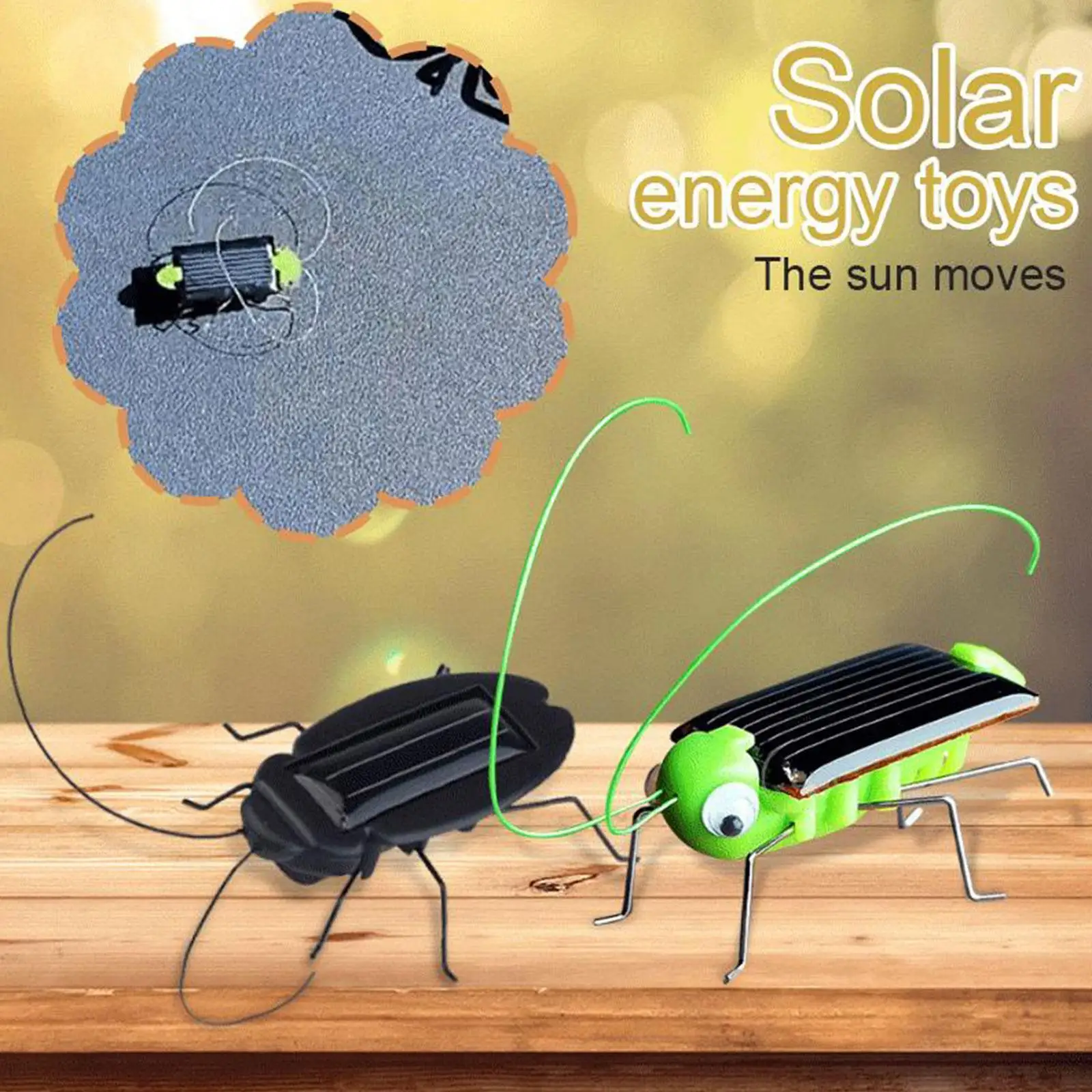 Solar Grasshopper Insect Bug Moving Toy Outside Mini Solar Toy Insect Teaching Toy Gift Animal Model Children Educational Toys