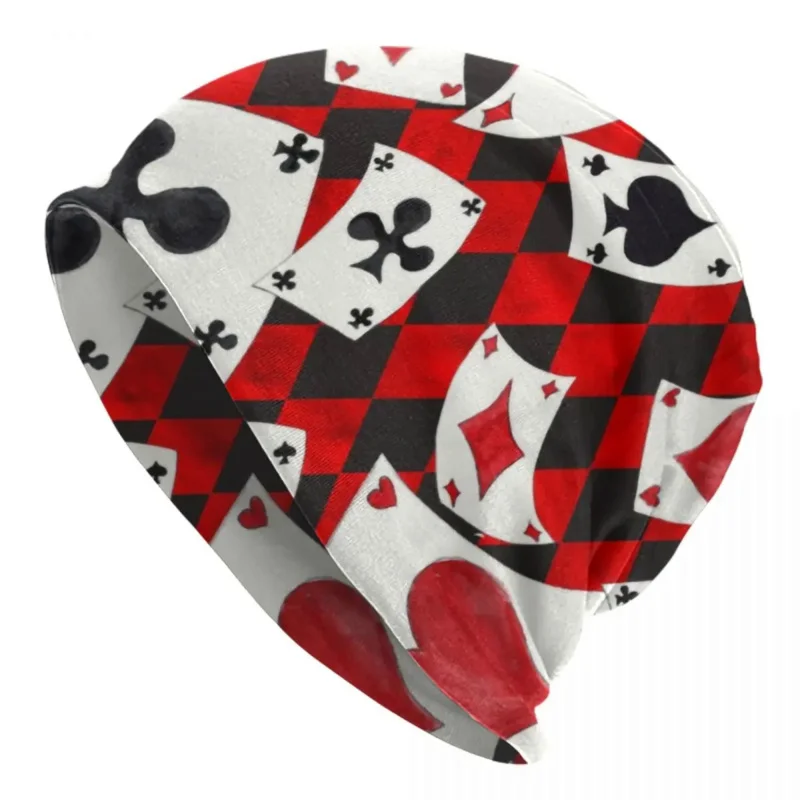 

Cool Poker Playing Cards Pattern Bonnet Hats Fashion Knitted Hat Autumn Winter Warm Gambling Card Game Skullies Beanies Caps