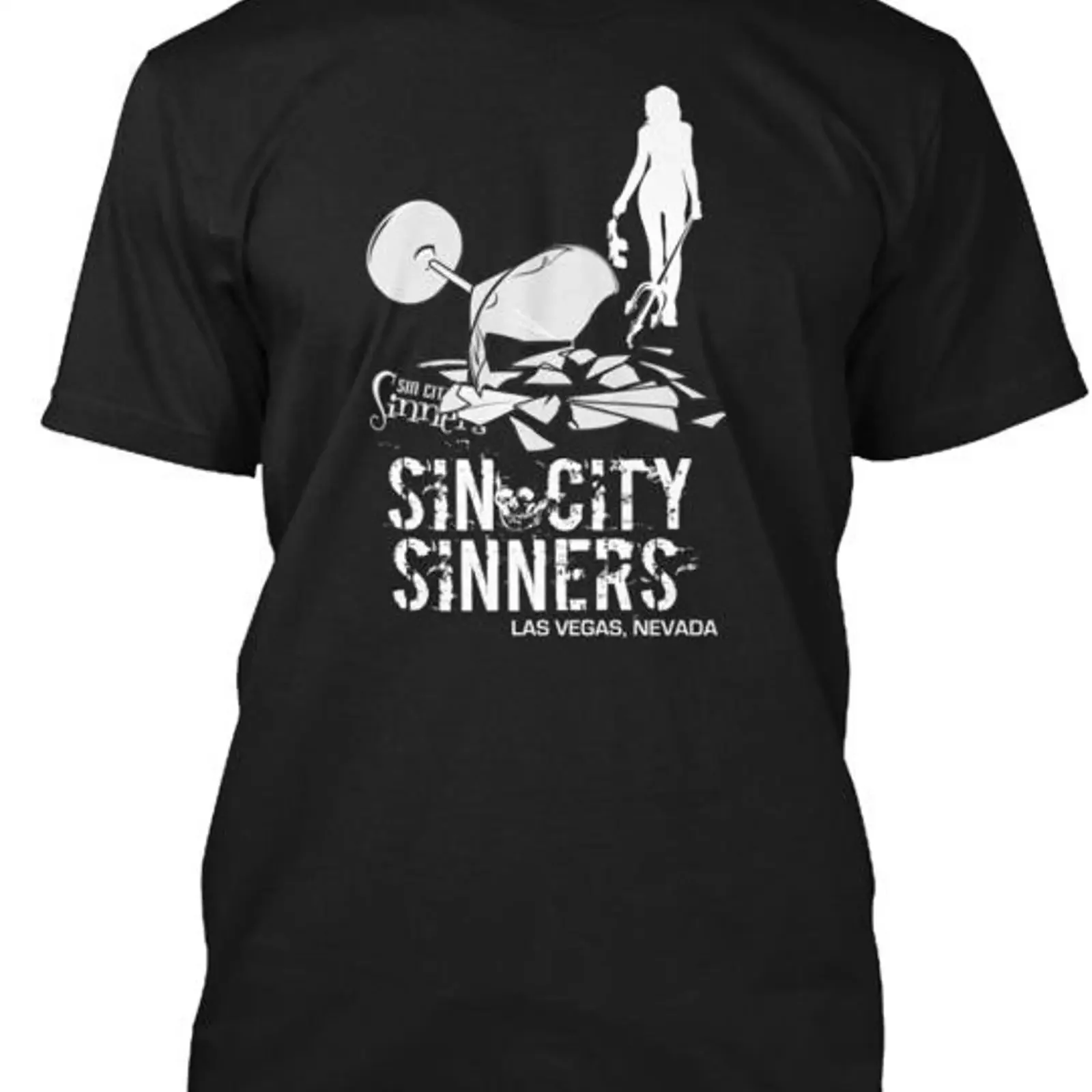 Фото Футболка Sin City Sinners, сделано в США, размеры от S до 5XL, винтажная, с эффектом потертости, универсальная, дышащая, удобная, мягкая, унисекс, с принтом. №1