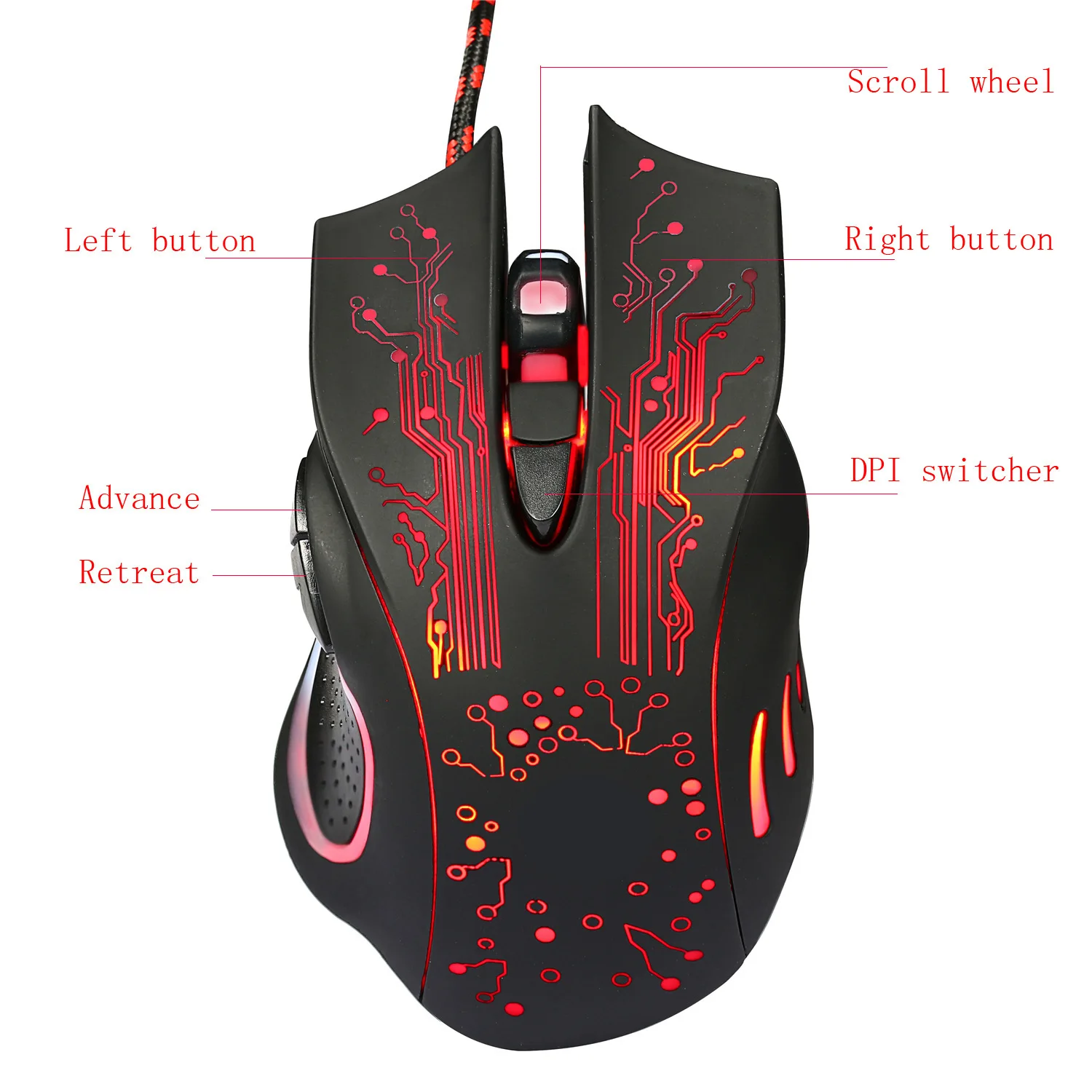ergonomic wired gaming mouse 5500dpi adjustable 7 buttons led backlit professional gamer mice computer mouse for pc laptop free global shipping