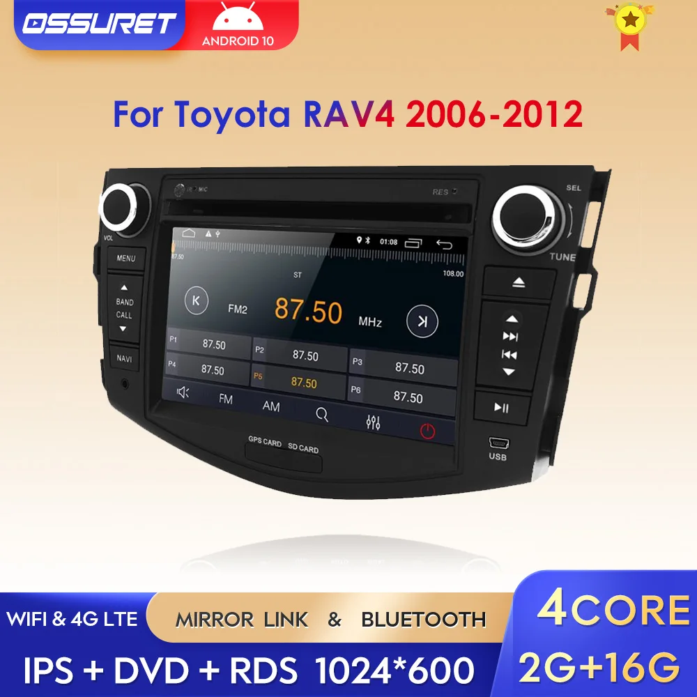 

7'' 2 Din Autoradio for Toyota Rav 4 RAV4 2006-2012 Android 10 Car Radio Multimedia Player GPS Navigation DVD Audio Stereo RDS