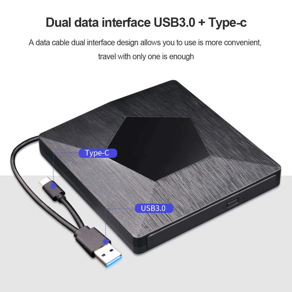 

USB 3.0 Type-C External Bluray DVD Drive Ultra Slim Portable Blu-ray DVD RW CD Drive Burner Reader VCD Player for Windows /MacOS