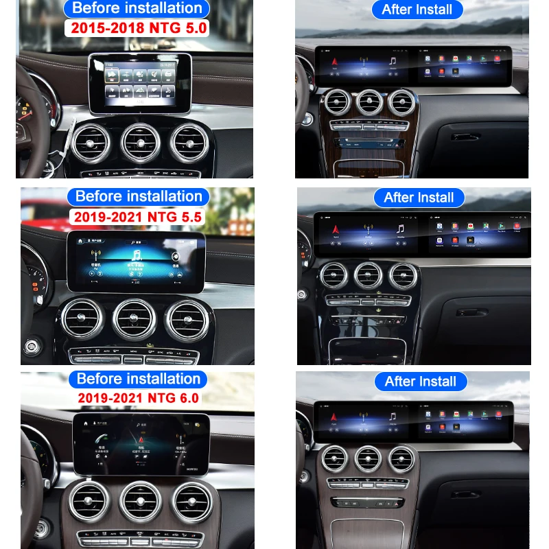Автомагнитола STWEI Android 13 для Mercedes Benz CGLCW205 2015-2021 NTG 5.0 5.5 6.0 с Carplay, двумя экранами 26 дюймов, воспроизведением мультимедиа (art.: 3920dc86c3571) - 3920dc86c3571