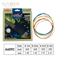 naomi a609c guitar strings colorful 4 strings hexagonal core nickel alloy wound electric bass strings accessories