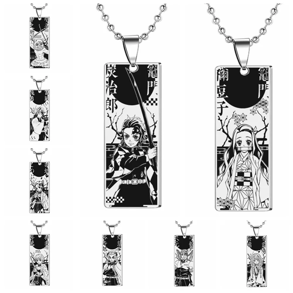 

1 Pcs Cute Demon Slayer Kimetsu No Yaiba Rengoku Kyoujurou Kanroji Mitsuri Kochou Shinobu Metal Pendant Necklace Keychain Toys