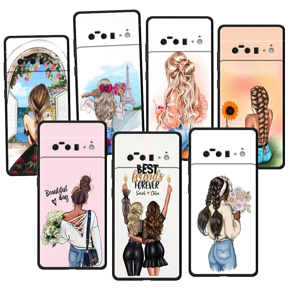 

Fashion Girl Background Case for Google Pixel 5 3 5a 4a 4 XL 5G 6 Pro 4G Pixel4 3XL 6Pro Soft Celular Bag Trend
