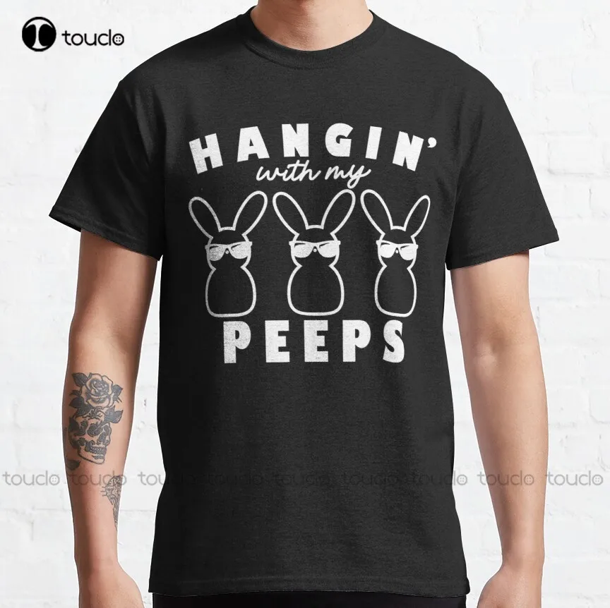 

Hanging With My Peeps Rabbit Eggs Costume Easter Day - Womens Easter Day Cute Bunny Rabbit Leopard Pattern - T-Shirt